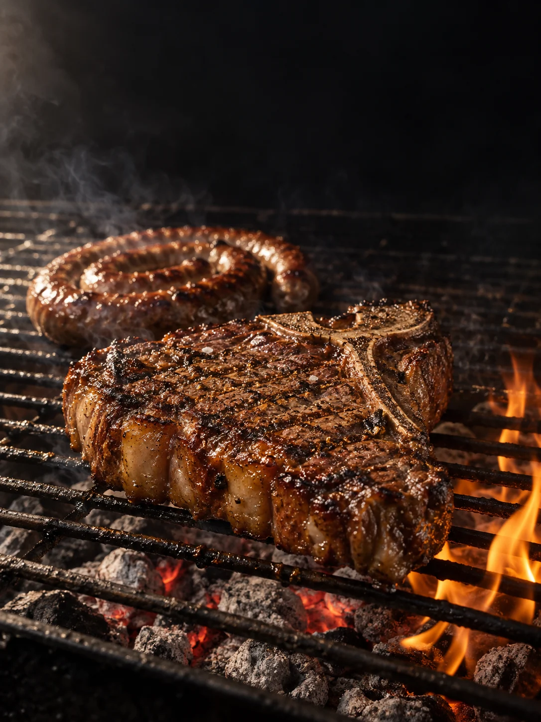 Close-up of the seared steak crust